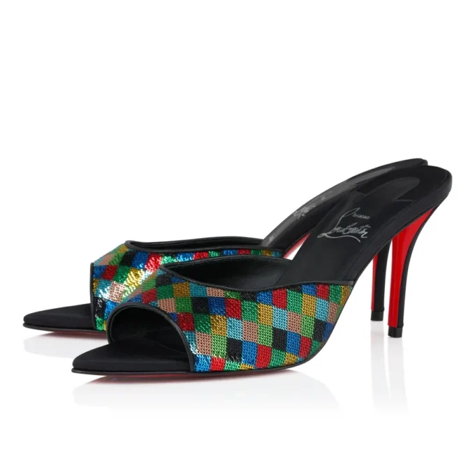 Miss Z Mule Arlequin – 80 mm mule – crepesatin broderet med mikropailletter – flerfarvet – kvinder