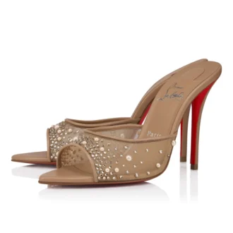 Miss Z Mule Degrasstrass Perla – 100 mm mule – mesh, nappalæder og perler – blush – kvinder