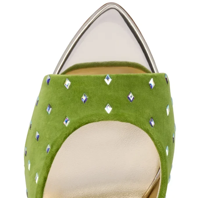 Miss Z Mule Strass Losanges – 100 mm mule – fløjl og strass – Haiiro – kvinder Miss Z Mule Strass Losanges – 100 mm mule – fløjl og strass – Haiiro – kvinder