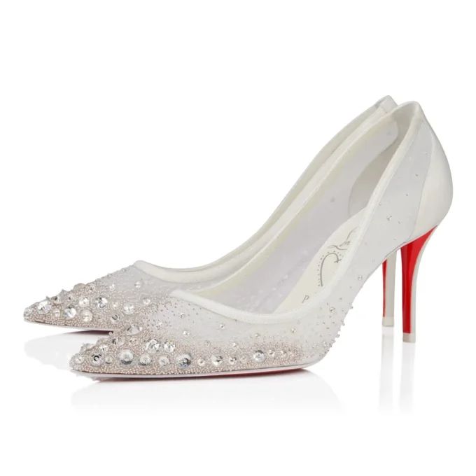 Miss Z Sparkling – 80 mm pumps – mesh og strass – farve: elfenben – kvinder