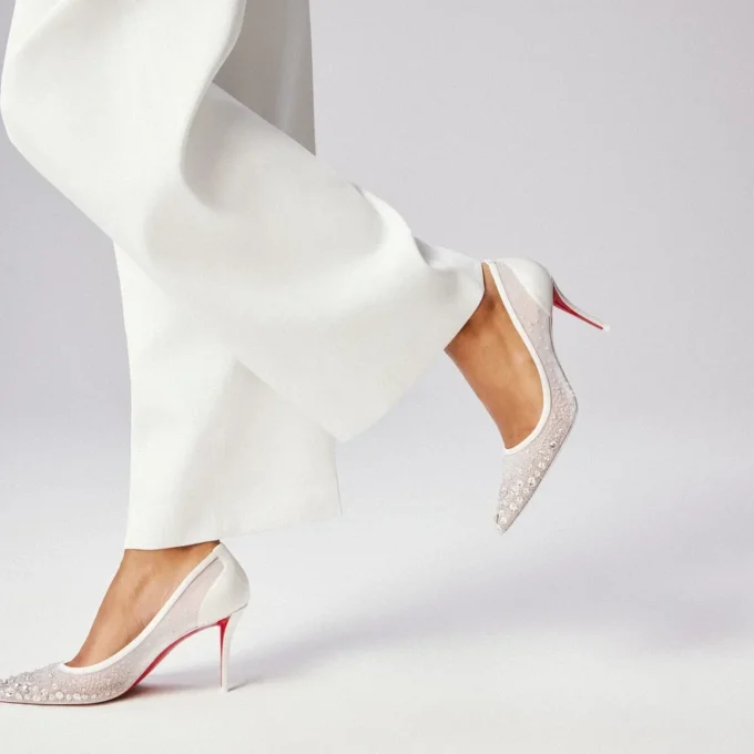 Miss Z Sparkling – 80 mm pumps – mesh og strass – farve: elfenben – kvinder