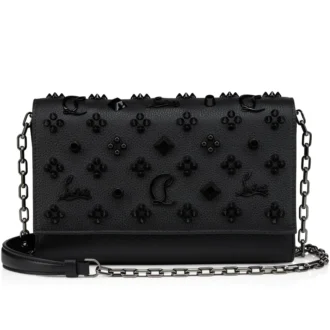 Paloma – Clutch – Kalveskind med struktur og pigge Loubinthesky – Sort