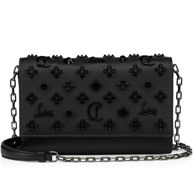 Paloma – Clutch – Kalveskind med struktur og pigge Loubinthesky – Sort