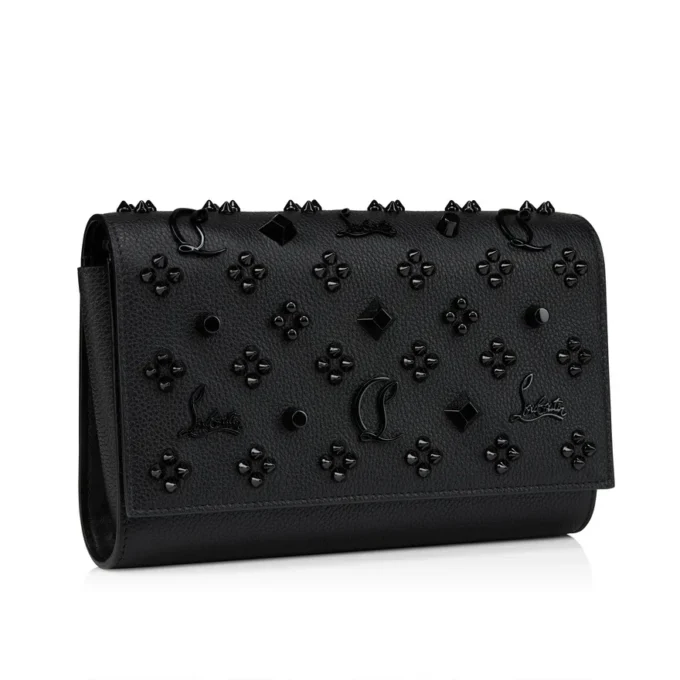 Paloma – Clutch – Kalveskind med struktur og pigge Loubinthesky – Sort