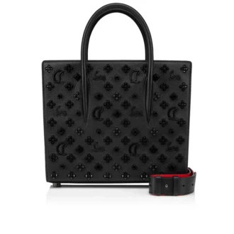 Paloma Medium – Håndtaske – Kalveskind med struktur og Louboutin-spikes – Sort