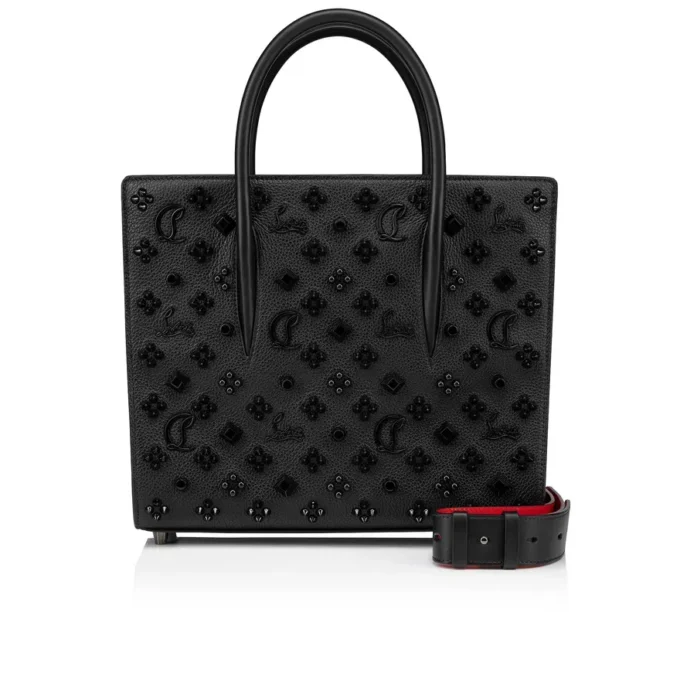 Paloma Medium – Håndtaske – Kalveskind med struktur og Louboutin-spikes – Sort