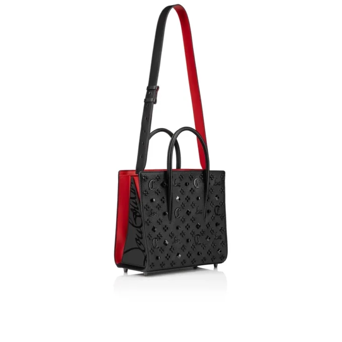 Paloma Medium – Håndtaske – Kalveskind med struktur og Louboutin-spikes – Sort