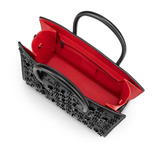 Paloma Medium – Håndtaske – Kalveskind med struktur og Louboutin-spikes – Sort