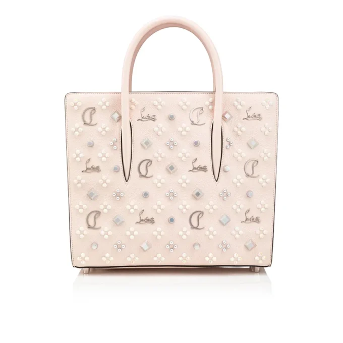 Paloma Medium – Taske med håndtag – Kornet kalveskind og Loubinthesky-spikes – Leche Paloma Medium – Taske med håndtag – Kornet kalveskind og Loubinthesky-spikes – Leche