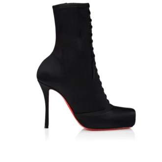 Pavlova Booty – 100 mm lave støvler – crepesatin – sort – kvinder Pavlova Booty – 100 mm lave støvler – crepesatin – sort – kvinder