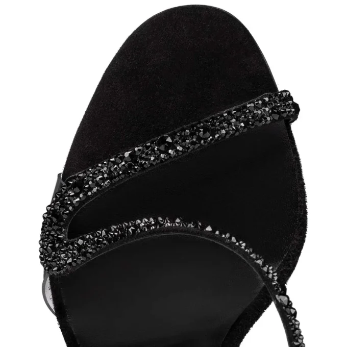 Rosalie Strass – 99 mm sandaler – ruskind og strass – sort – kvinder