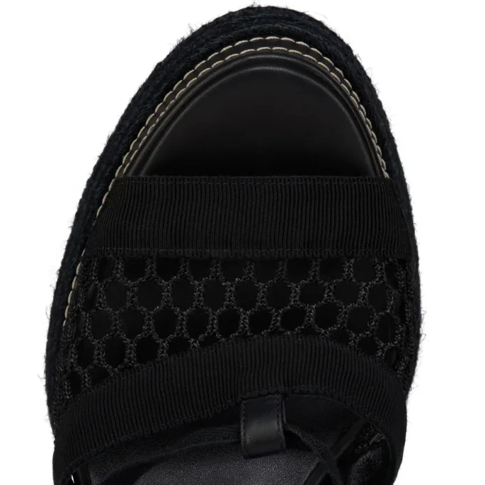 Toledissima – 130 mm espadriller – mesh og voksbehandlet kalveskind – sort – kvinder